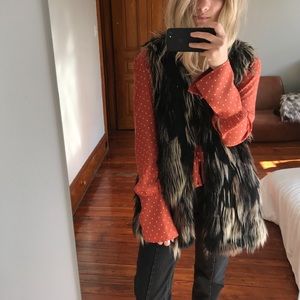 Free People Faux Fur Vest - Long